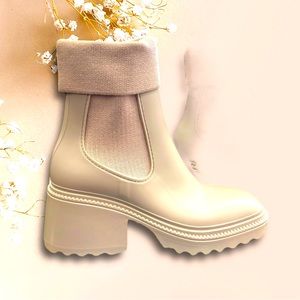 Circus By Sam Edelman~Kala Square Toe Women's Beige Boots 9M~Folded Cuff~UNIQUE!